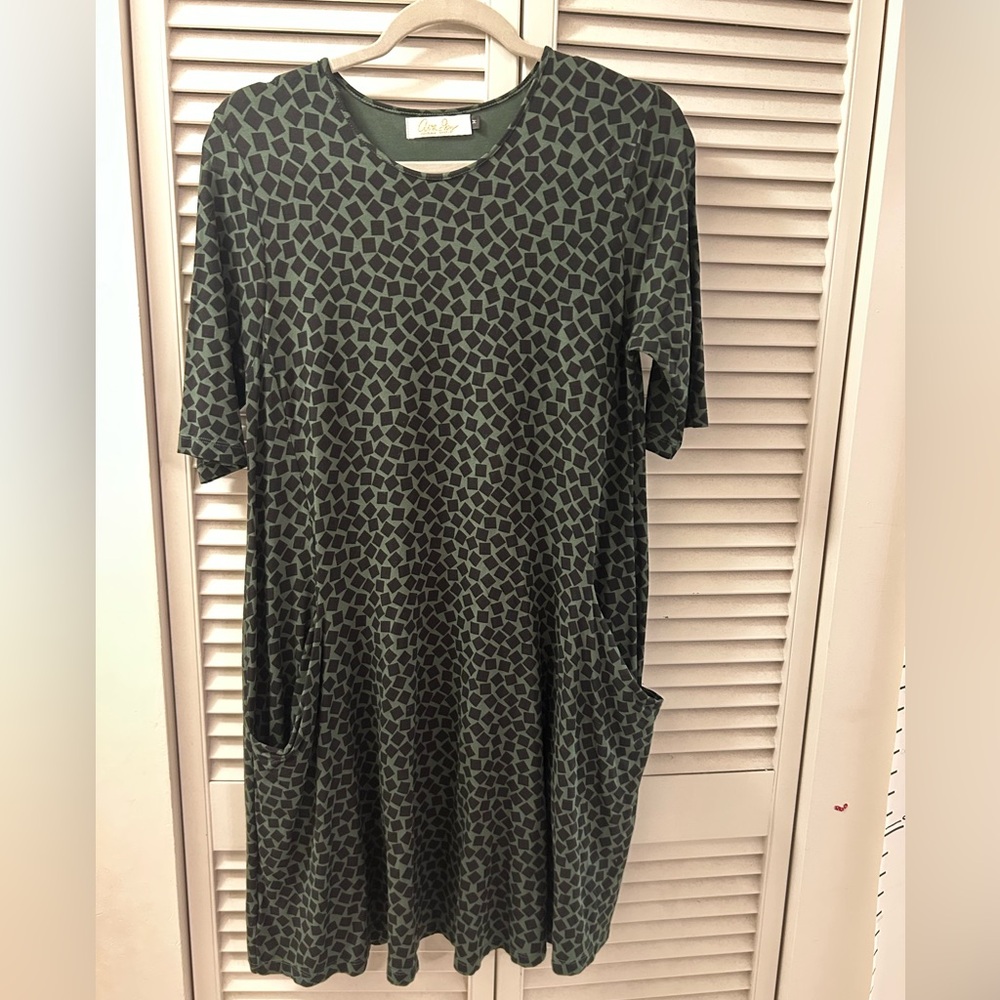 Ava Sky Fighting Eel Green and Black Dress -Medium